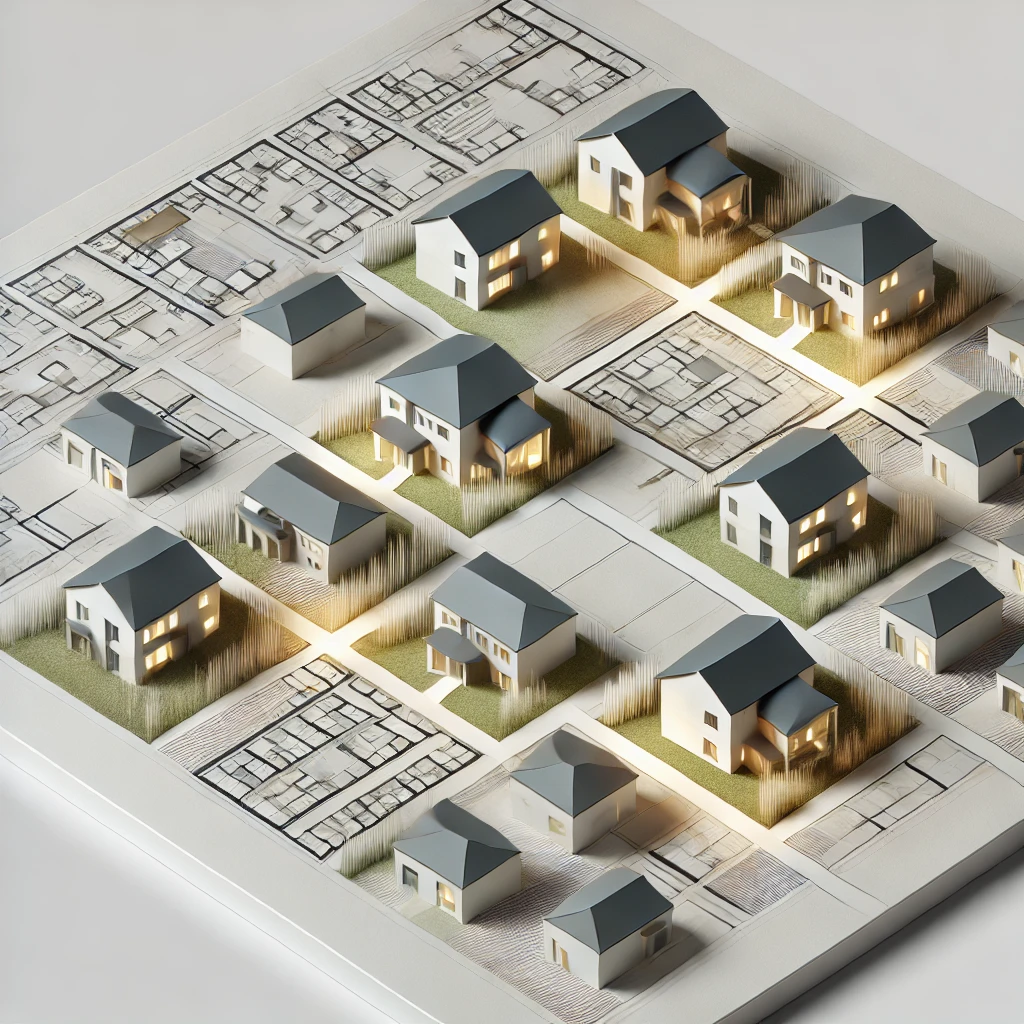 property investment and development. The image features a clean, geometr